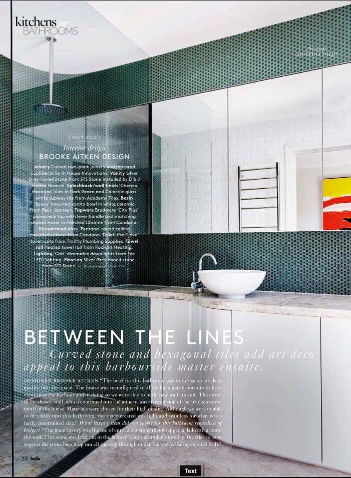 Alba Tiling bathroom renovation featured in design media Mosman Sydney