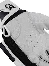 Close-up of high-grade leather palm on CA 18K Plus cricket batting gloves showing ventilation perforations