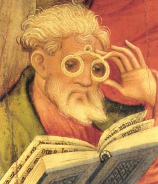 L'apostolo degli occhiali di Conrad von Soest (1403)
