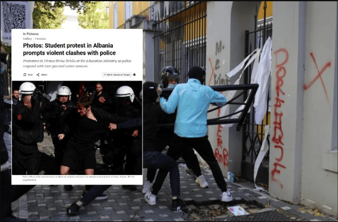 Protesta studentore para Ministrisë së Arsimit, Al Jazeera: Të rinjtë kërkojnë dorëheqjen e kryeministrit Rama dhe arsim më të mirë!