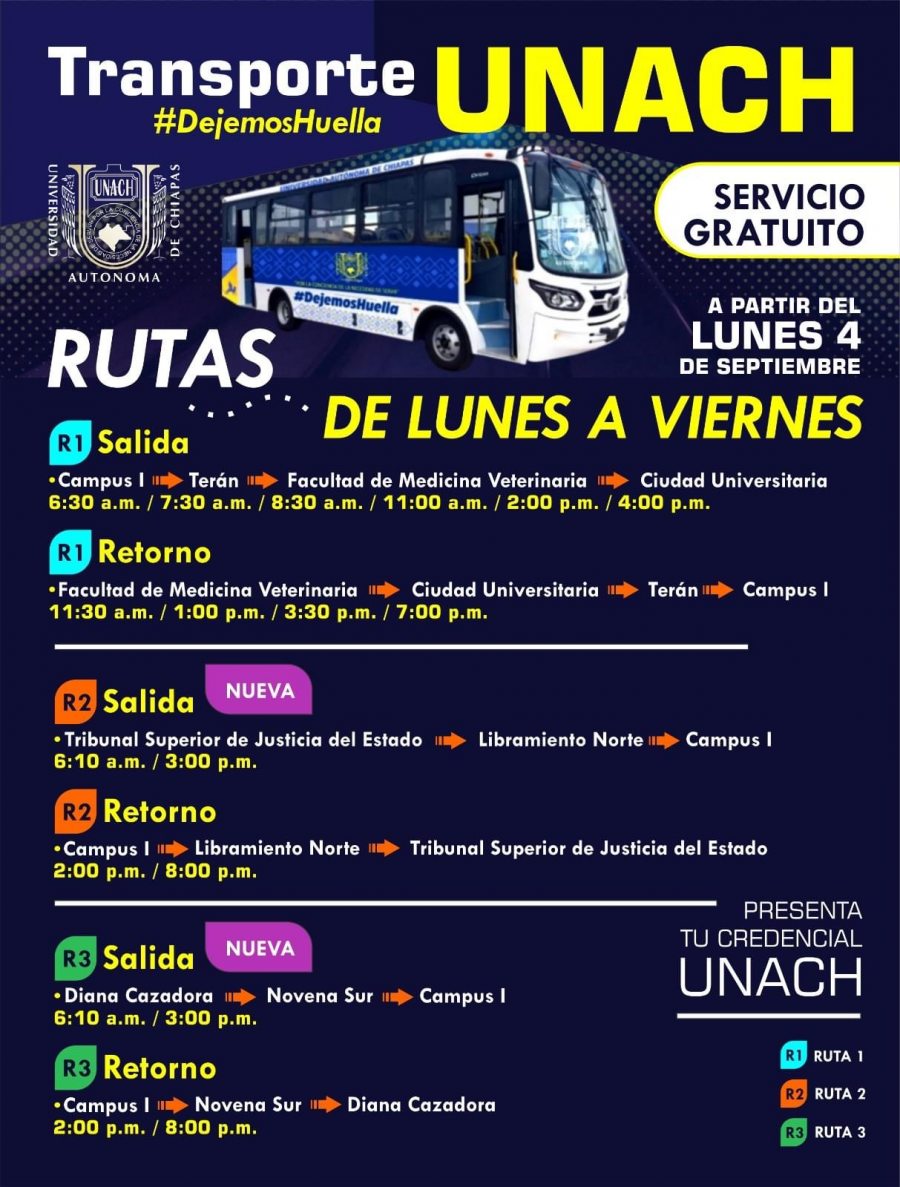 Amplía UNACH rutas y horarios de transporte para estudiantes