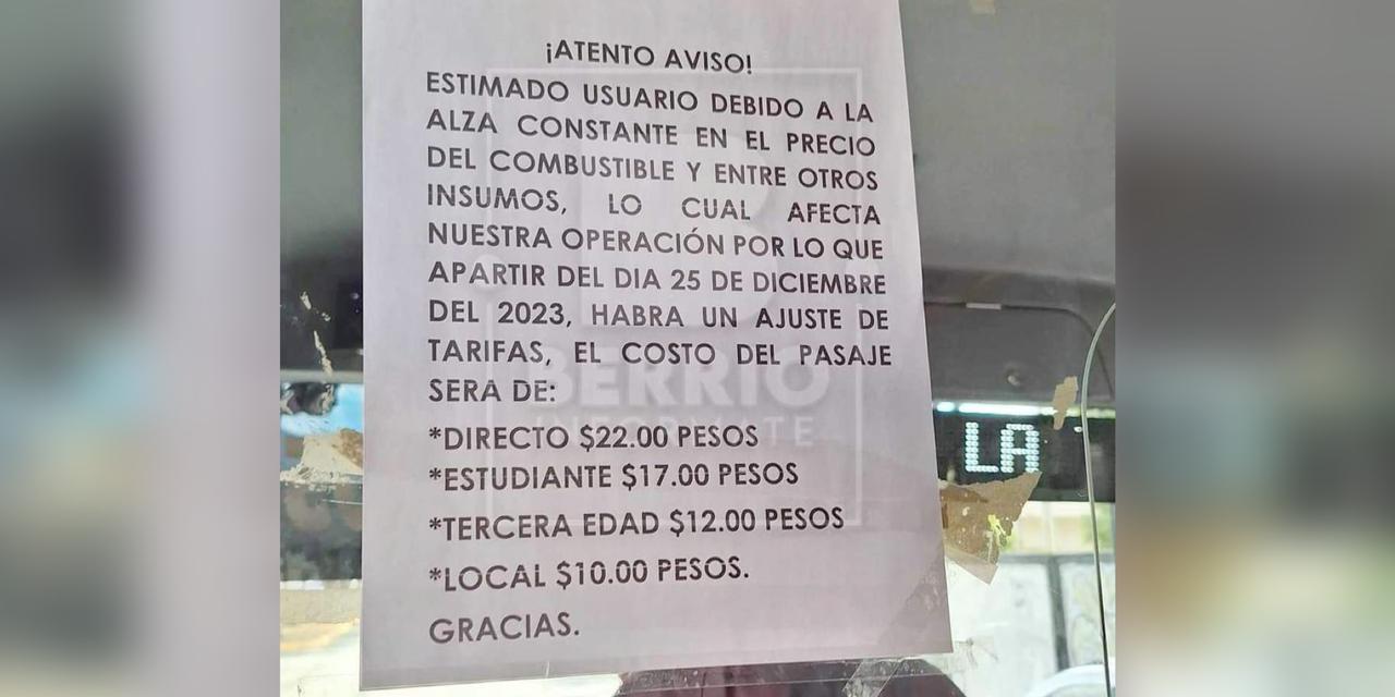 ¡Feliz año nuevo! Ya cuesta más caro el pasaje a Berriozábal