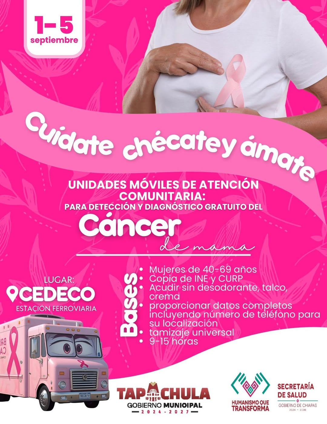 Unidades Móviles de Salud en Tapachula ofrecen detección de cáncer de mama