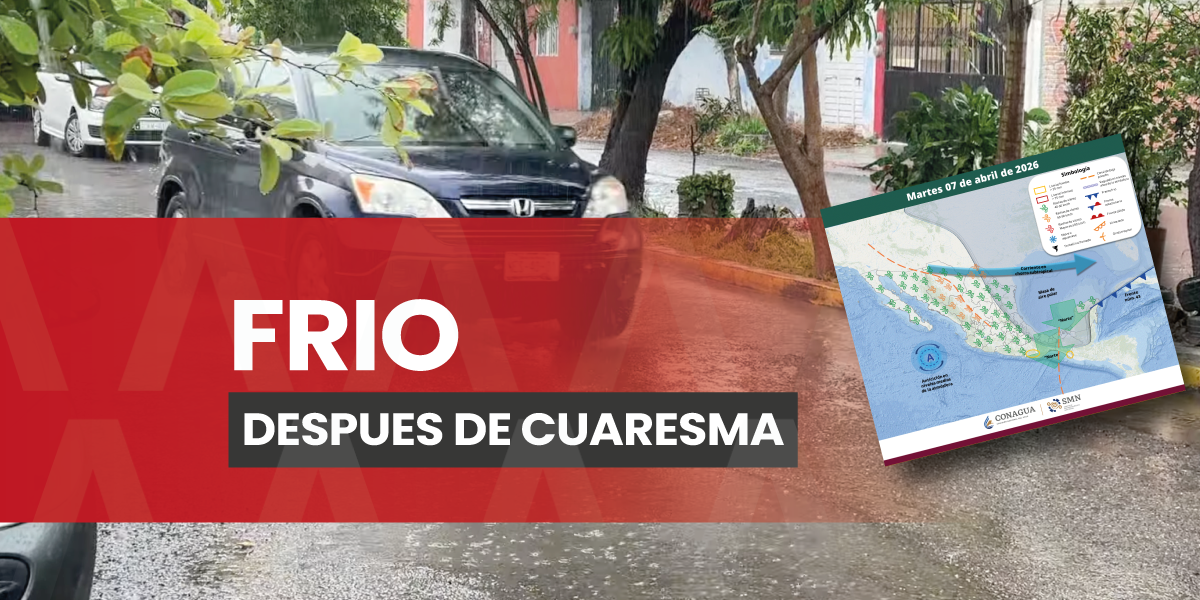 Frente frío 43 azota Chiapas: lluvias de hasta 75 mm, vientos de 80 km/h y calor de 40°C este martes