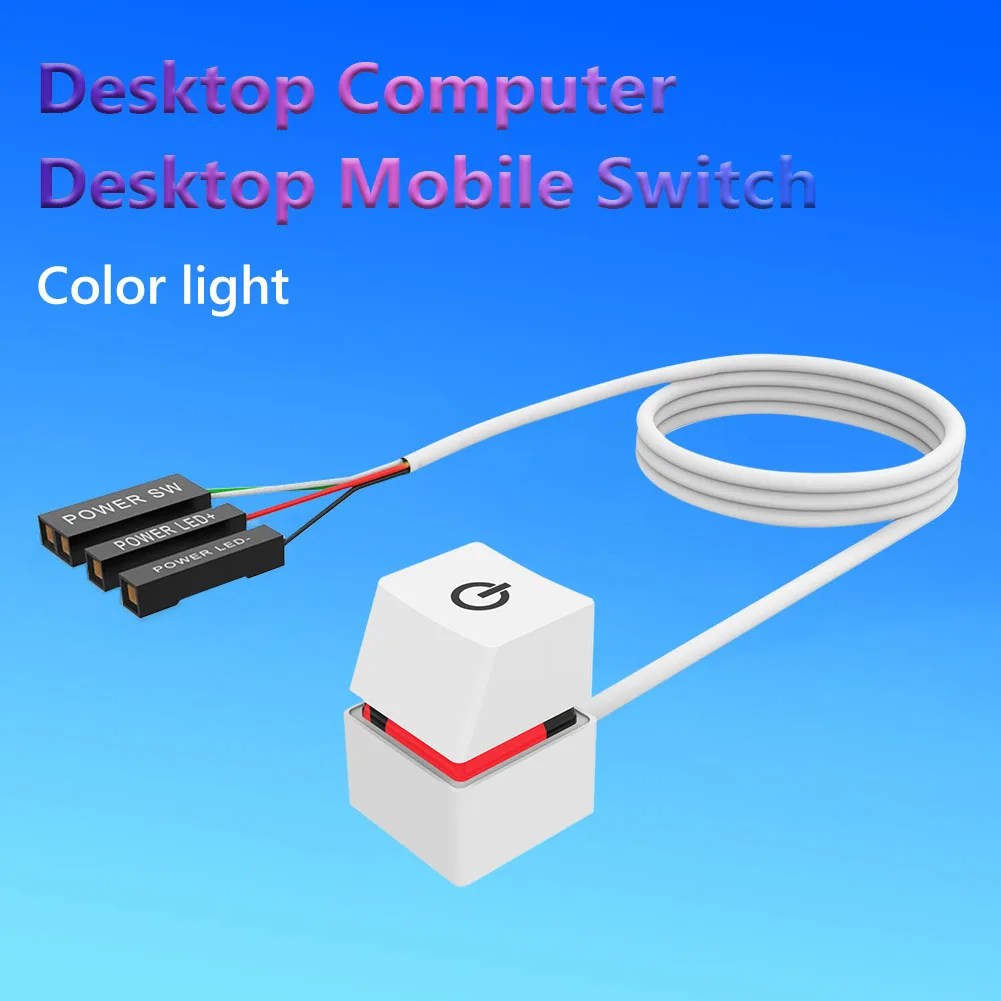 2M/4M Colorful Portable PC Motherboard Power On Off Switch Button Extension Cable Desktop Computer Power Switch for Home Office - Image 3