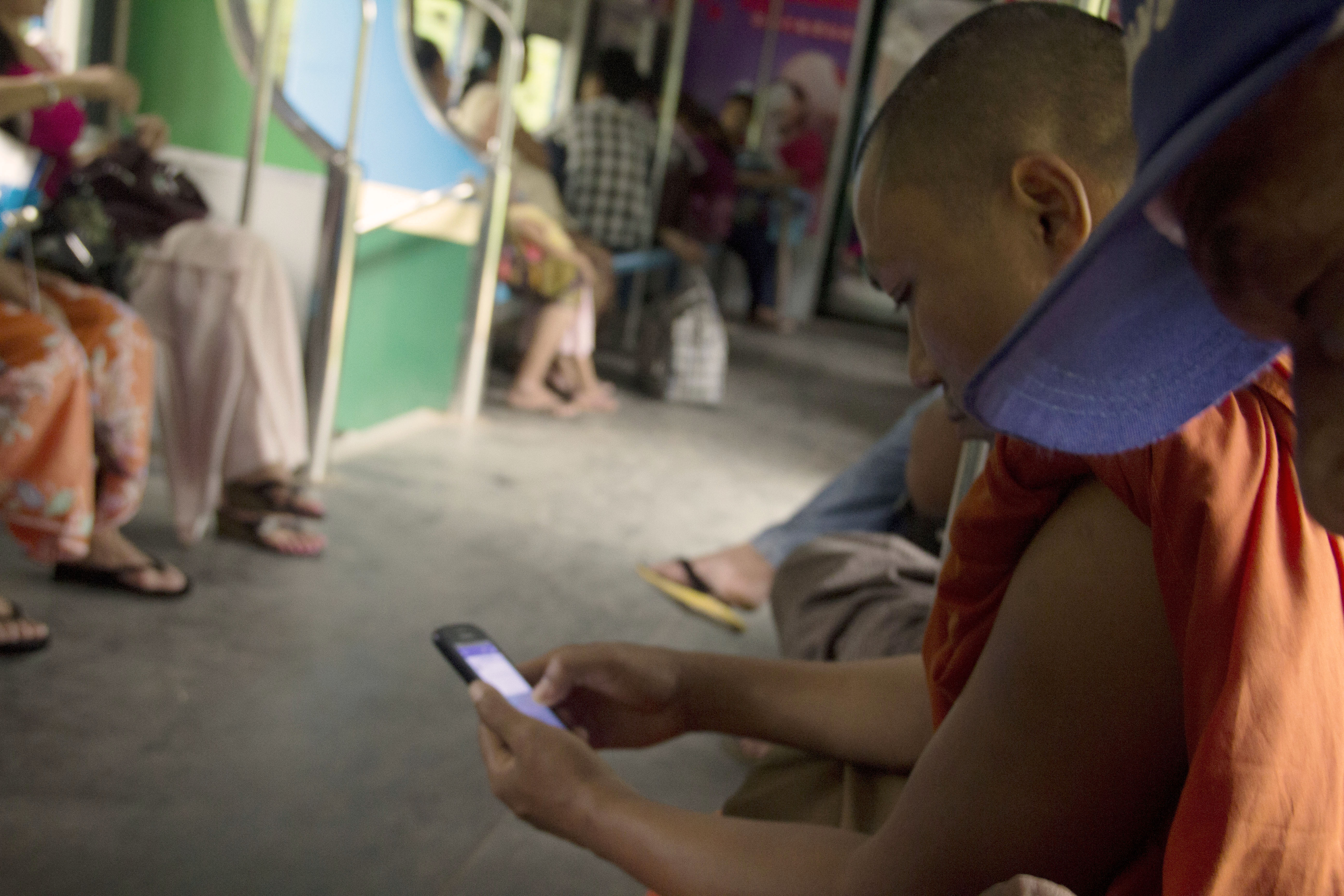 Monk on Facebook on the Circular Train.