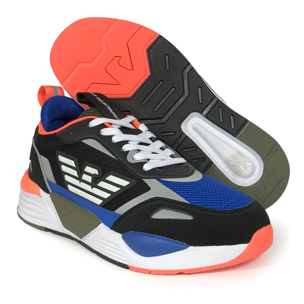 EMPORIO ARMANI - Sneakers Mesh Nero Blu