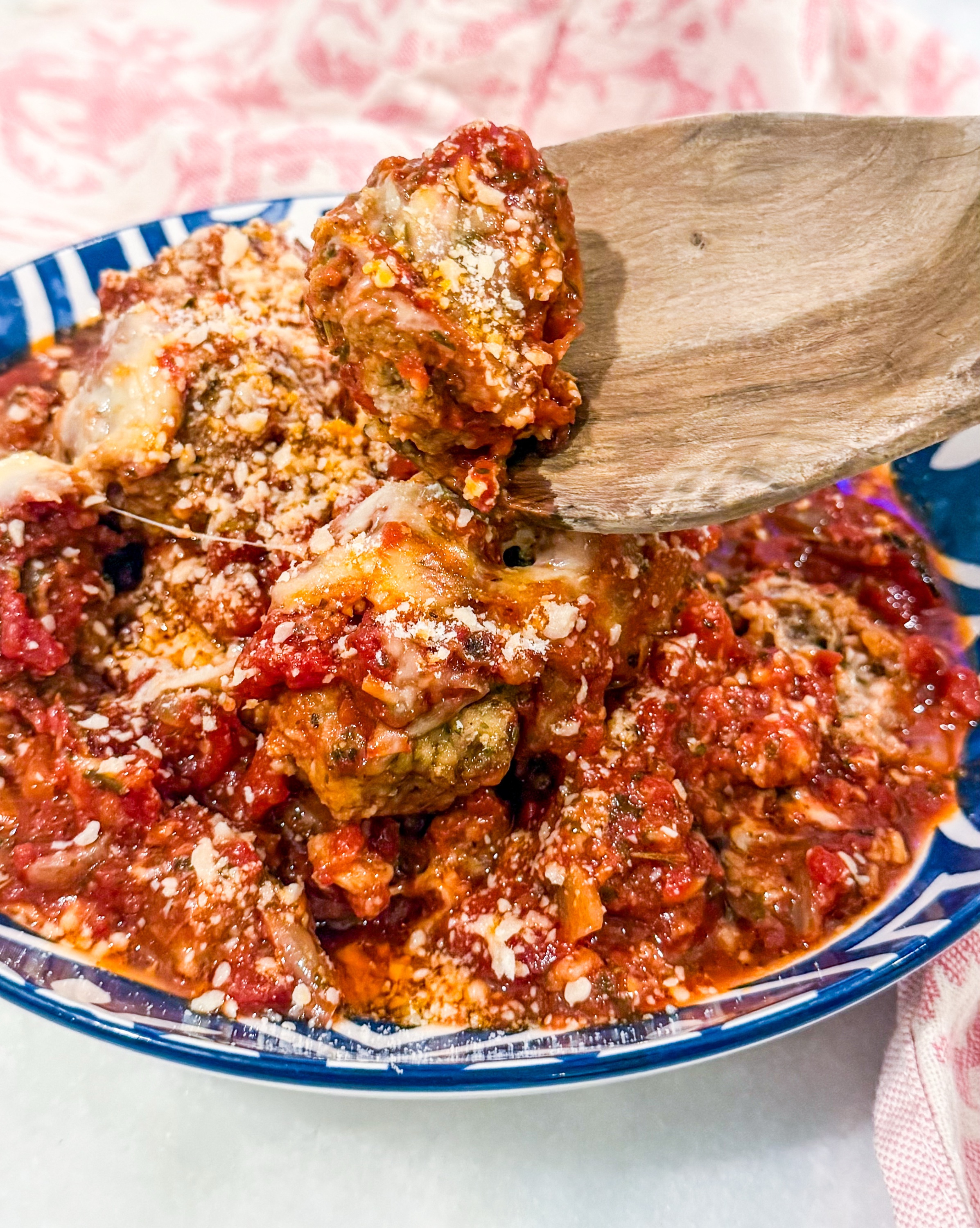 Frozen San Marzano Beef Meatballs Parmesan – Beef meatballs baked in a San Marzano tomato sauce with mozzarella, Parmesan, and fresh basil