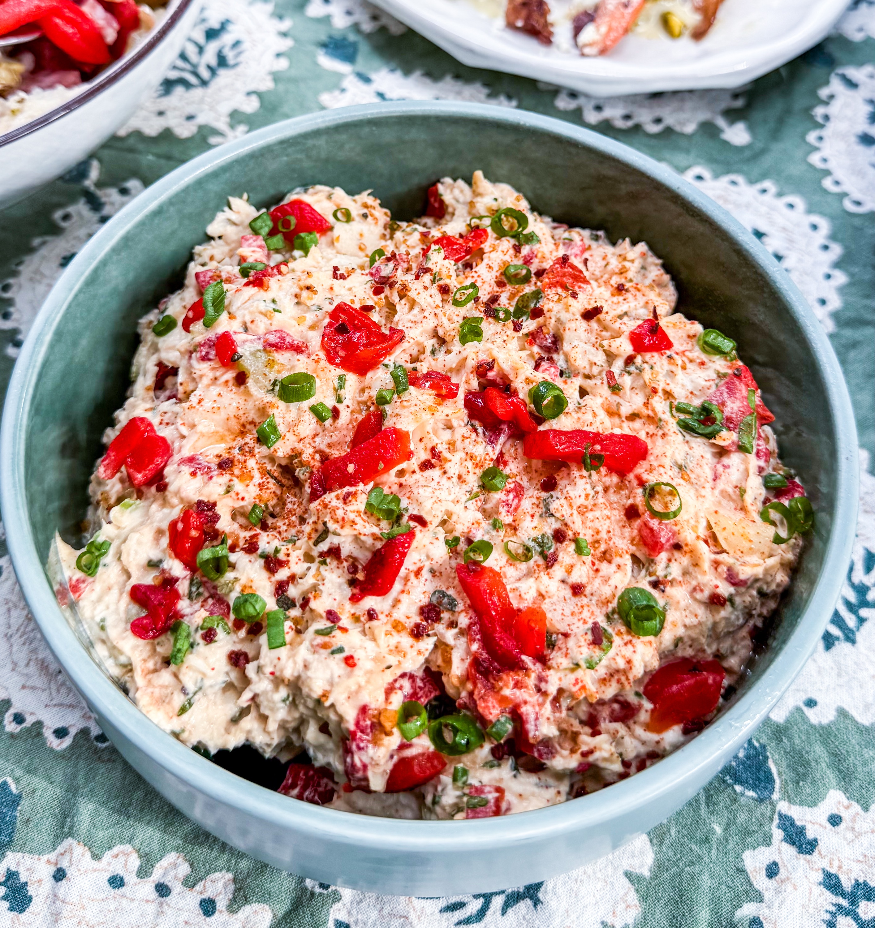 Southwestern Chicken Salad - Chicken salad with roasted peppers, onion, scallions and Southwestern spices, served with tortilla chips