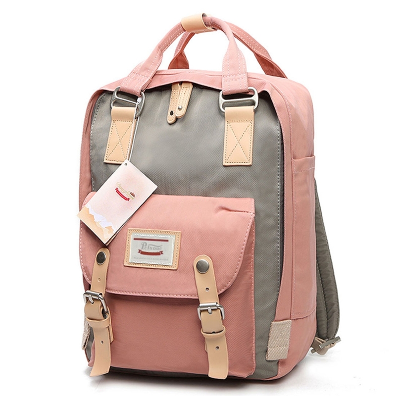 Fashion Casual Travel Backpack Laptop Bag Student Bag With Handle Pink Grey Alexnld Com