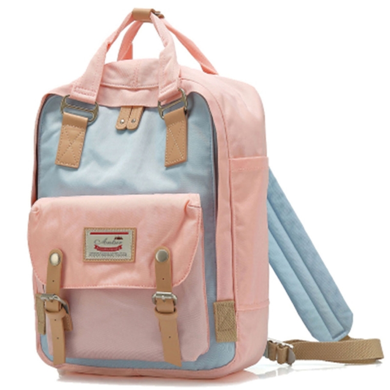 Fashion Casual Travel Backpack Laptop Bag Student Bag With Handle Pink Blue Alexnld Com