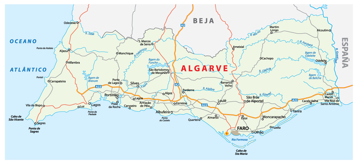 Geography Of The Algarve Landscapes Regions Natural Borders Algarve Map 