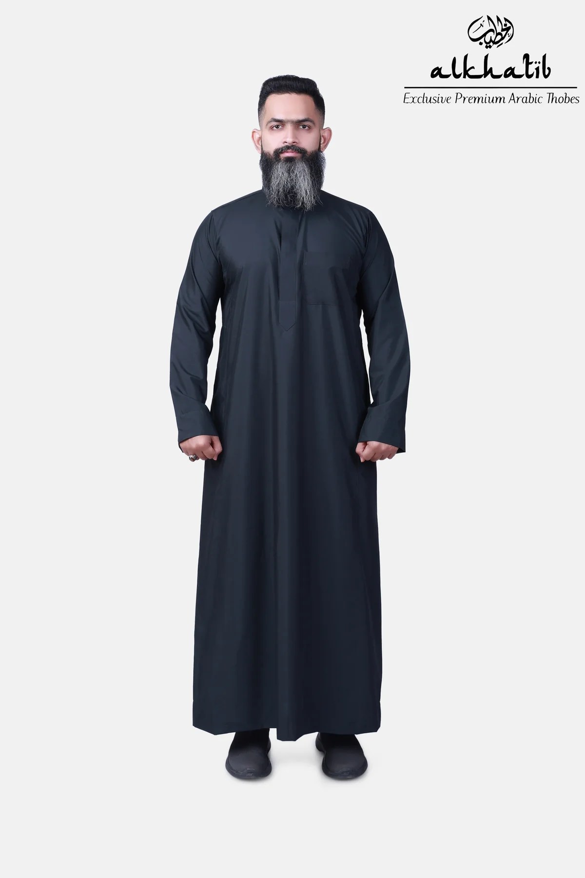 Saudi Collar Black Thobe