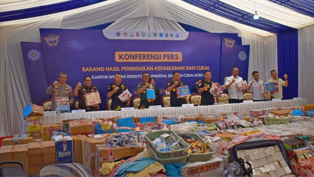 Konferensi Pers capaian penindakan kasus narkotika Kanwil Bea Cukai di Banda Aceh, Rabu (22/10)