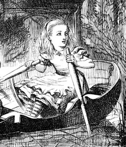 Alice in Wonderland Rows a Boat