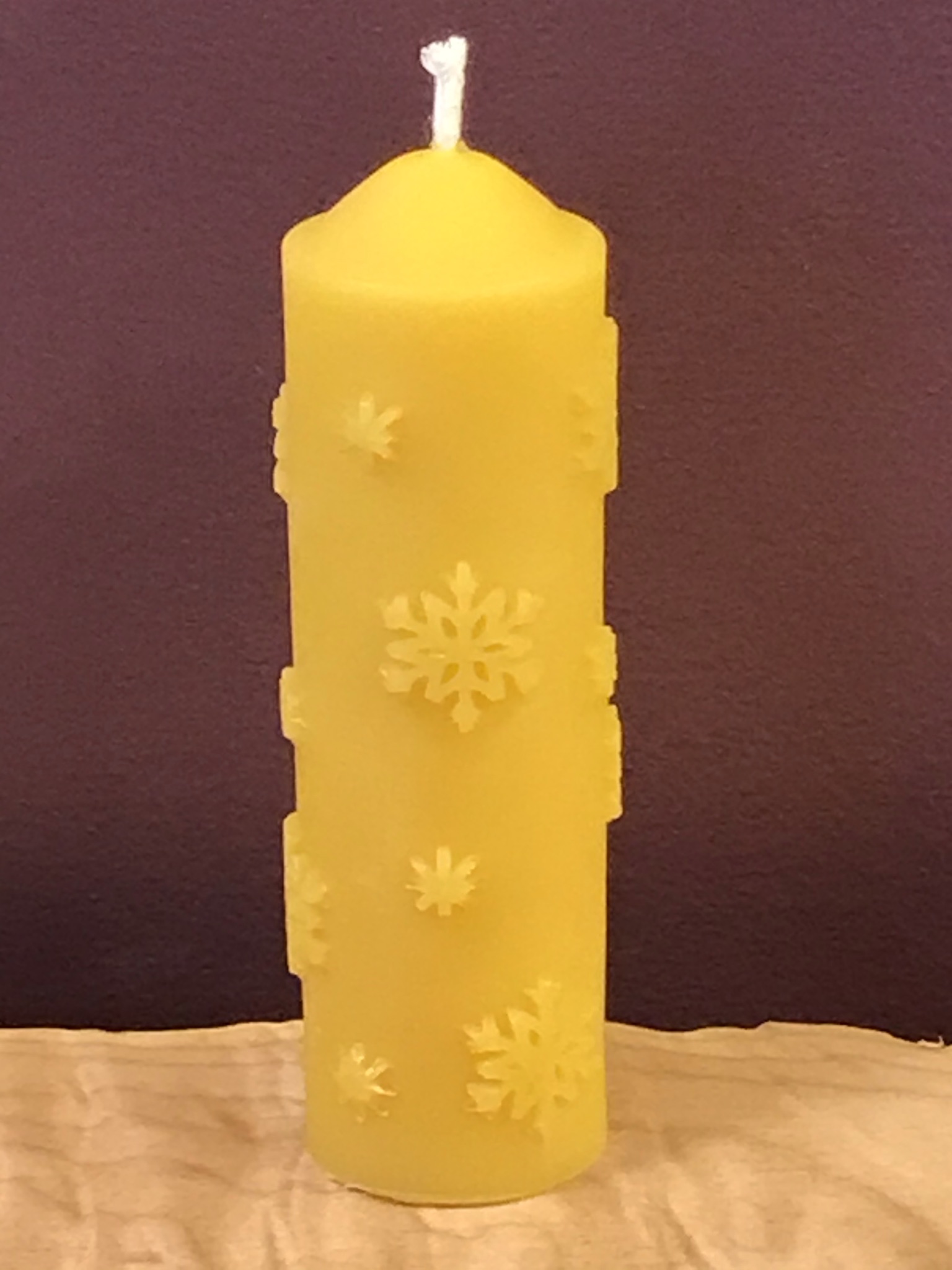 pillar snowflakes candle