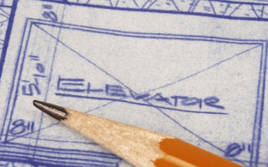 Pencil drawing elevator blueprint symbolizing scheduled elevator testing and compliance in Connecticut