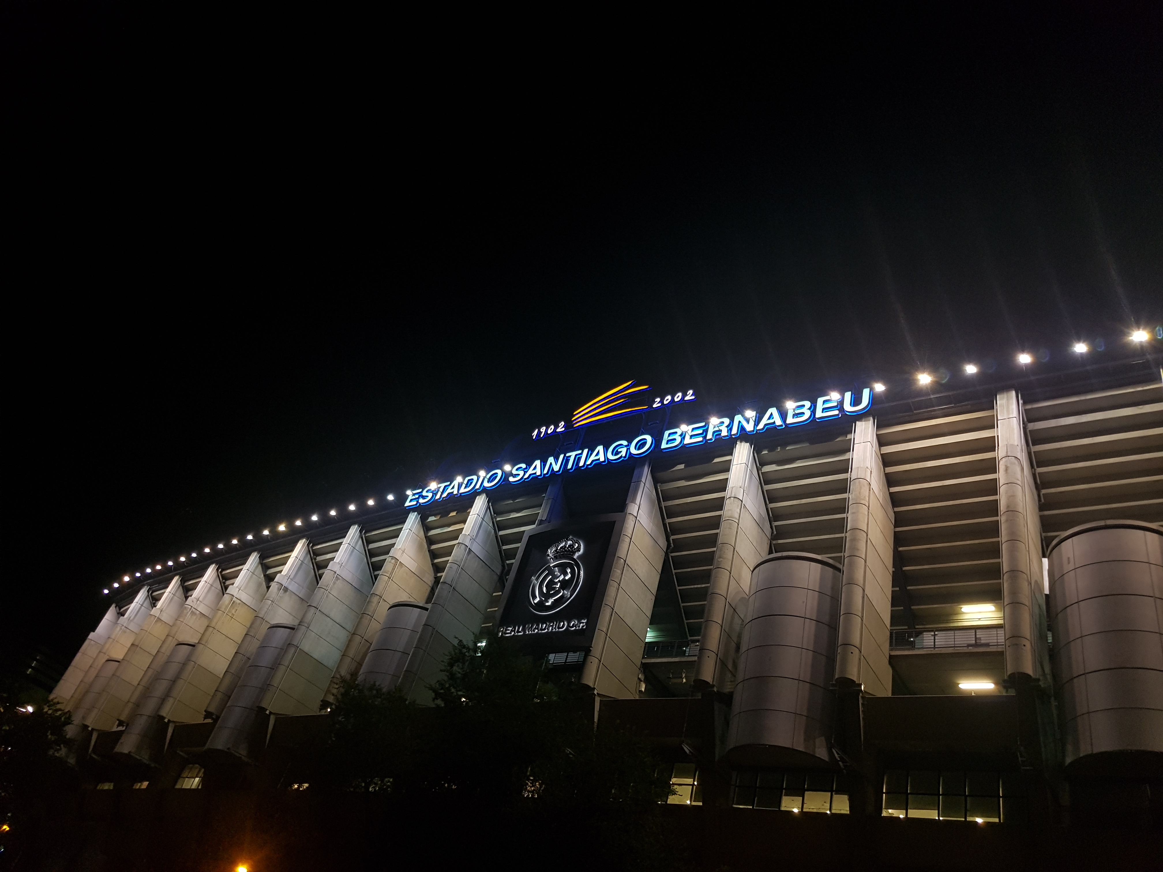 Santiago Bernabeu at night from outside
