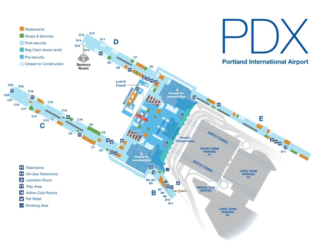 Portland Airport Map Most Up To Date All Maps PDX Airport Terminal PDX Map 2024