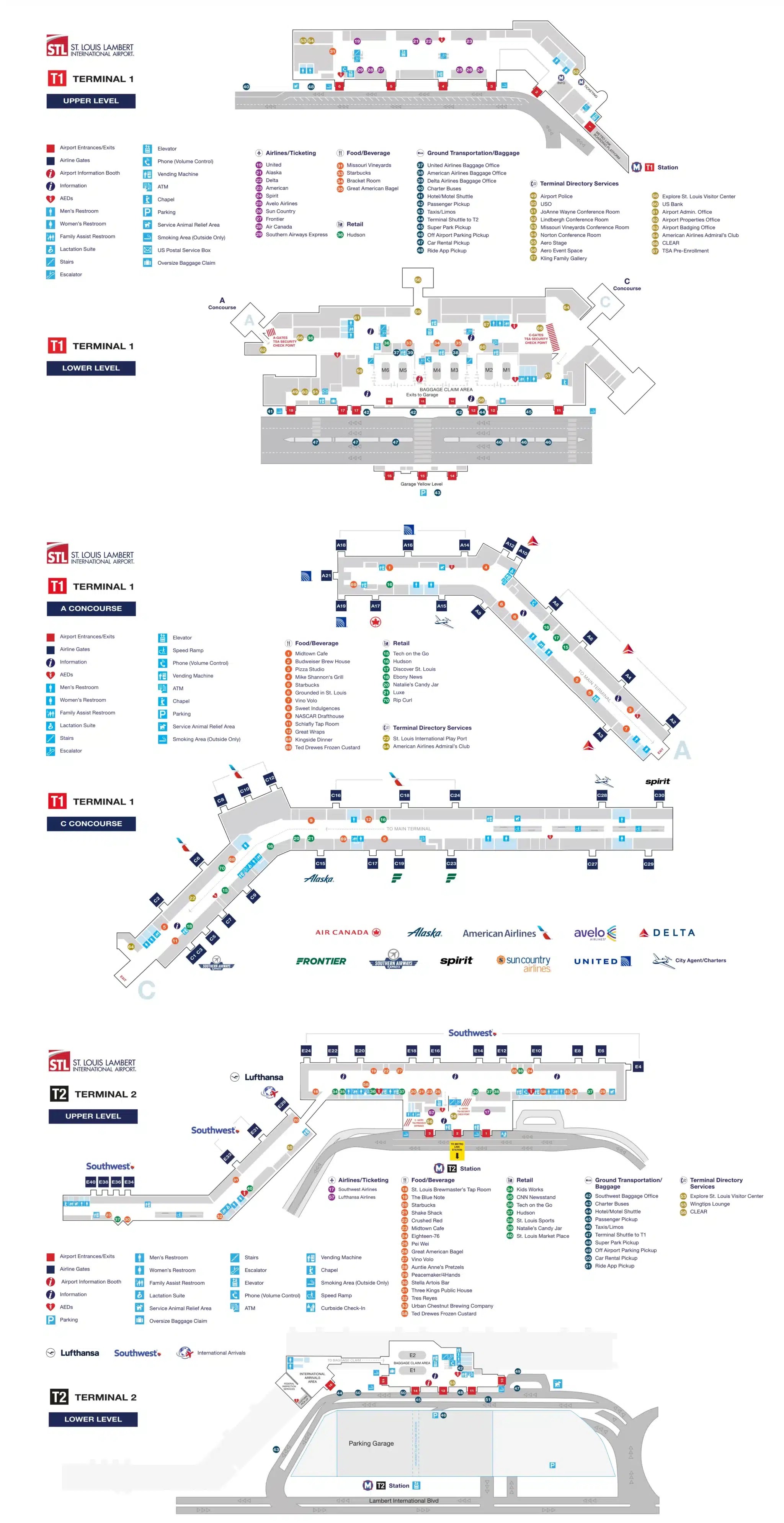 St Louis Lambert Airport Map Most Up To Date All Maps Termina 2025.