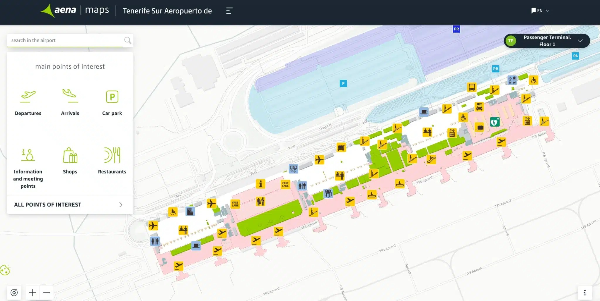 Tenerife Sur Airport Map Most Up To Date All Maps Tenerife Sur Airport Level 1 Map 2026.webp