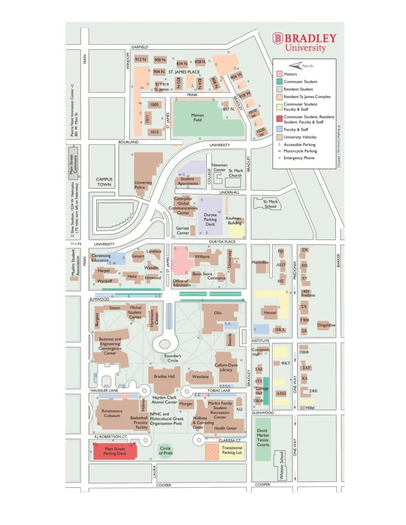 Map Of Bradley University BU Campus Map 2024