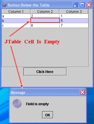 JTable empty cell validation 
