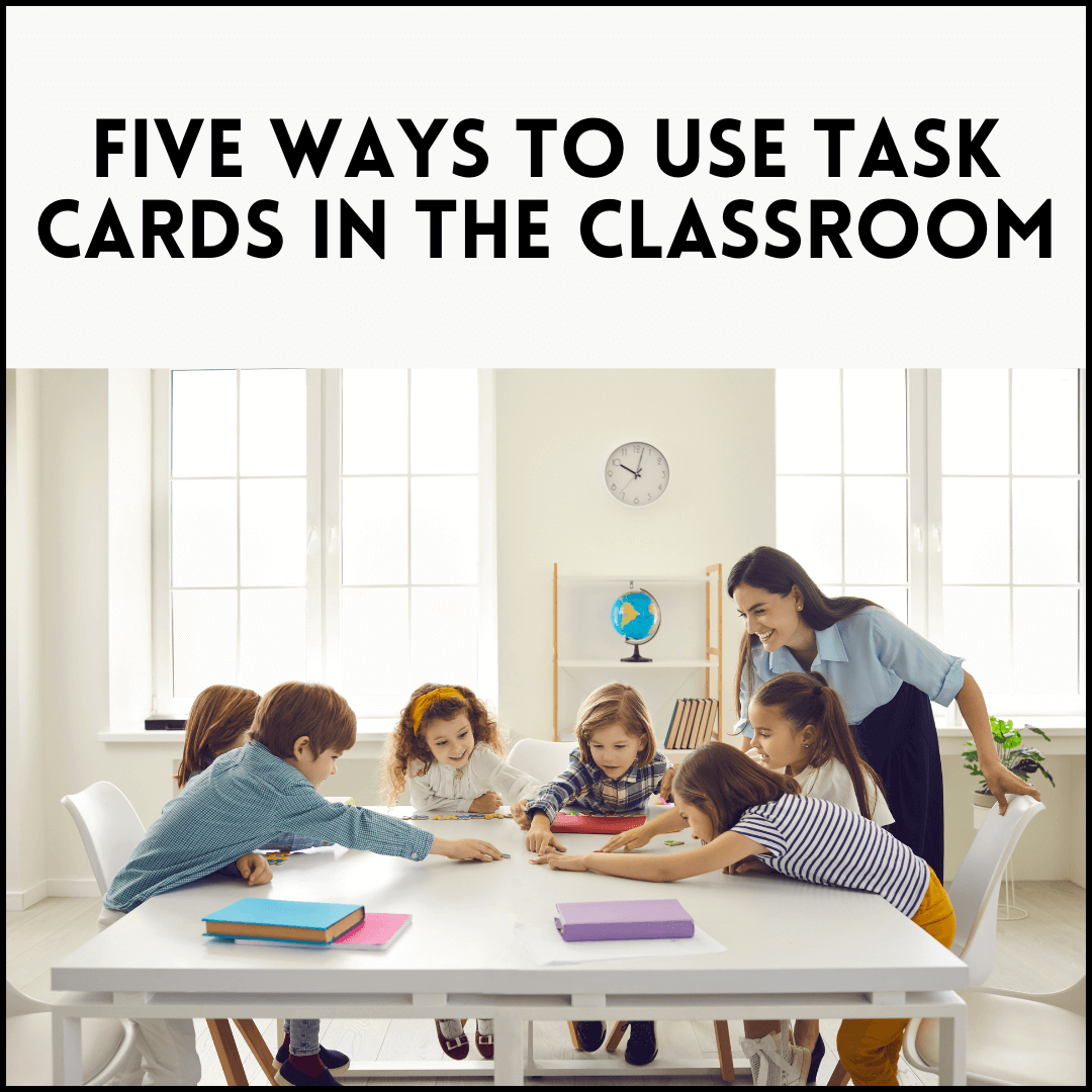 A teacher helping students in the classroom, tsak cards in the classroom