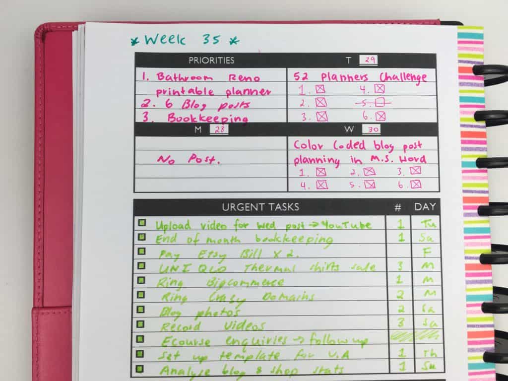 planning with a functional minimalist diy weekly planner printable 52 planners in 52 weeks week 35
