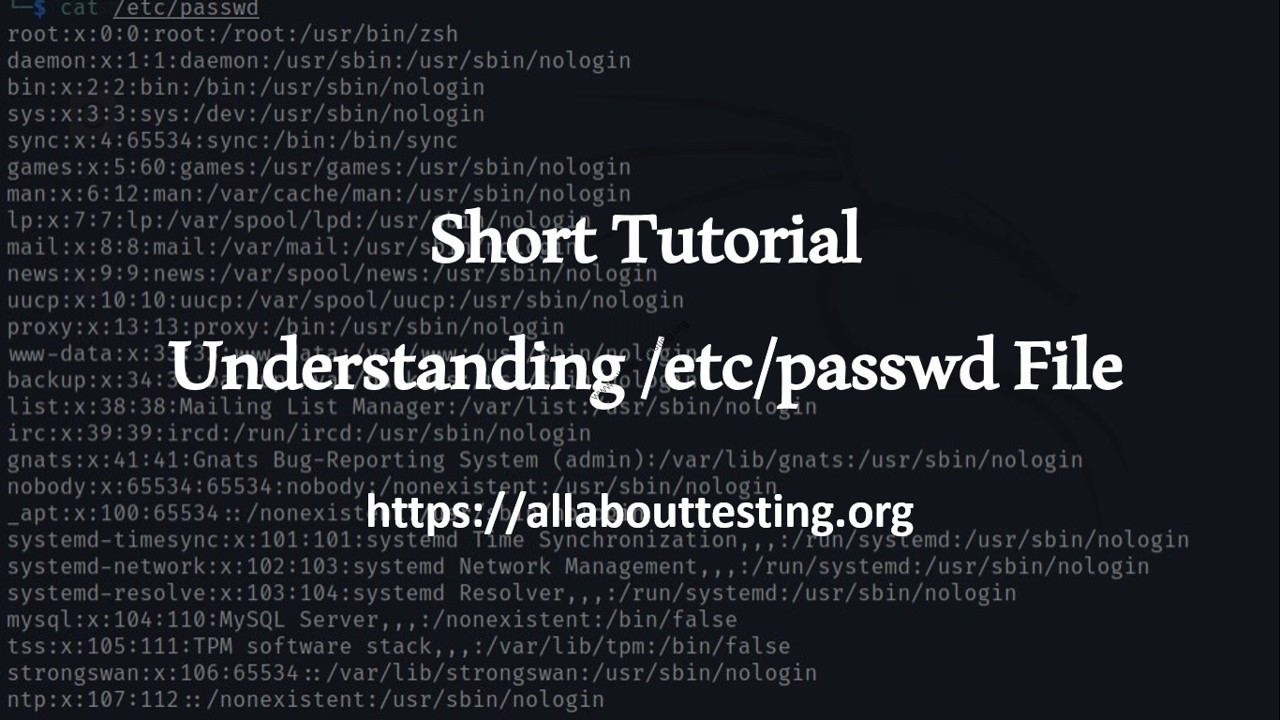 Short Tutorial: Understanding /etc/passwd File | All About Testing