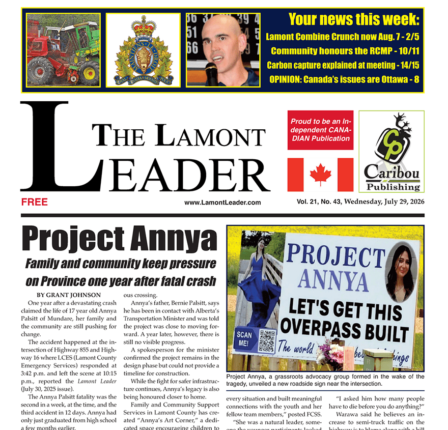 Project Annya: Family and community keep pressure on province – read the July 29 Leader here!