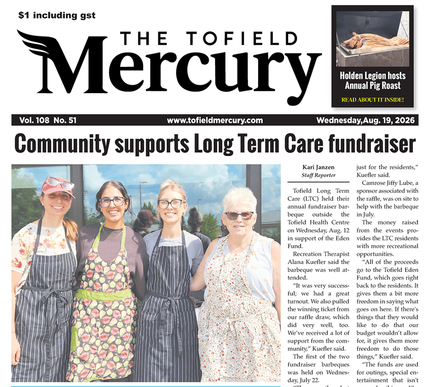 Tofield community supports Long Term Care fundraiser – read the August 19 Mercury!