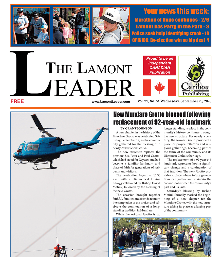 New Mundare Grotto blessed – read the Sept 23 Lamont Leader!