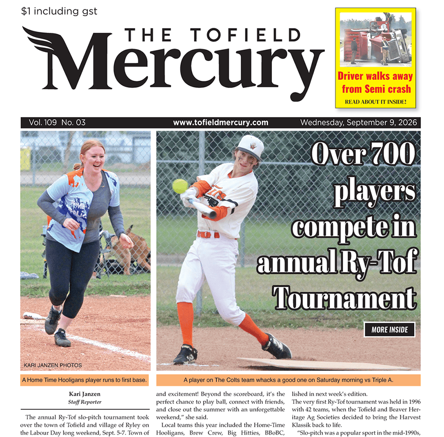 Over 700 compete in the annual Ry-Tof tournament – Sept 9 Tofield Mercury