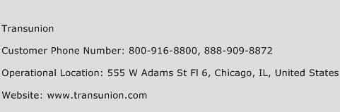 Transunion customer service phone number