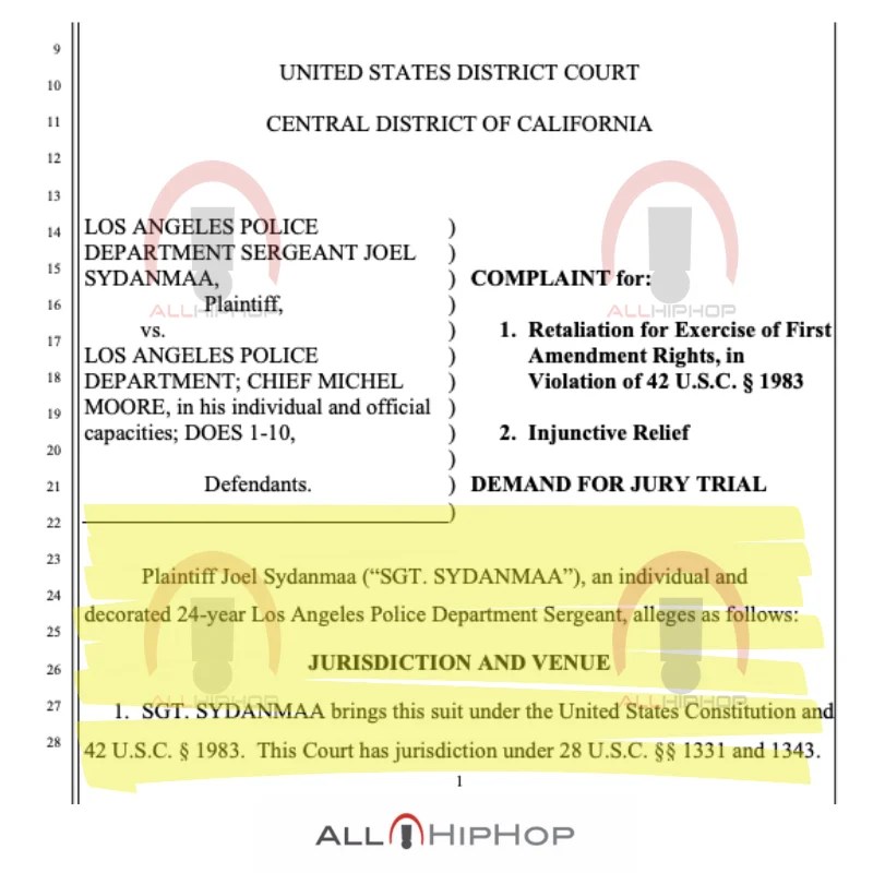 LAPD Sergeant Sues LAPD For $1 Million Over Nipsey Hussle Comments
