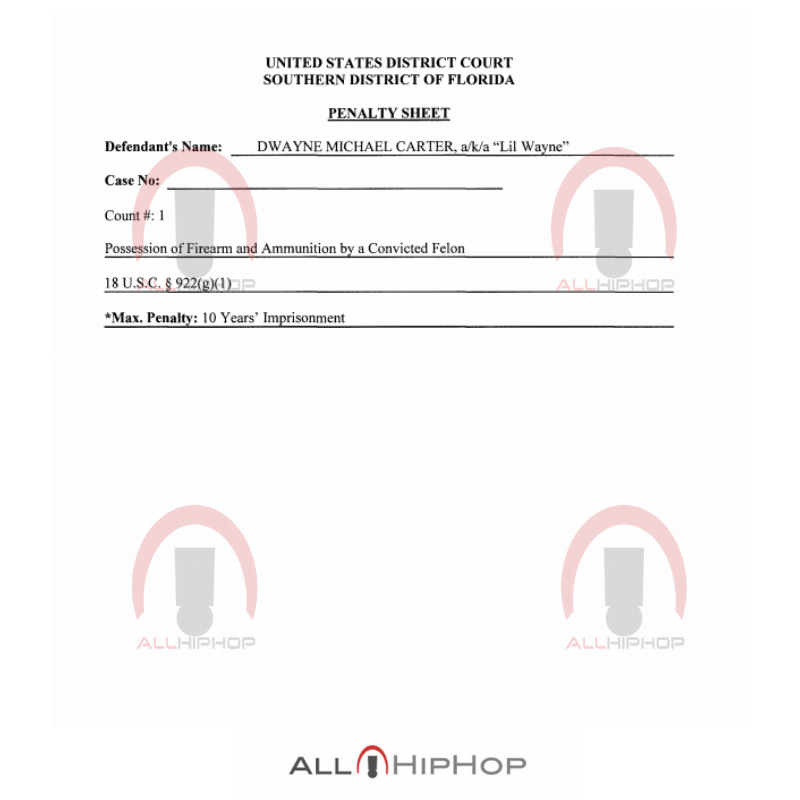 Lil Wayne Charged For Possessing Gun, Ammunition