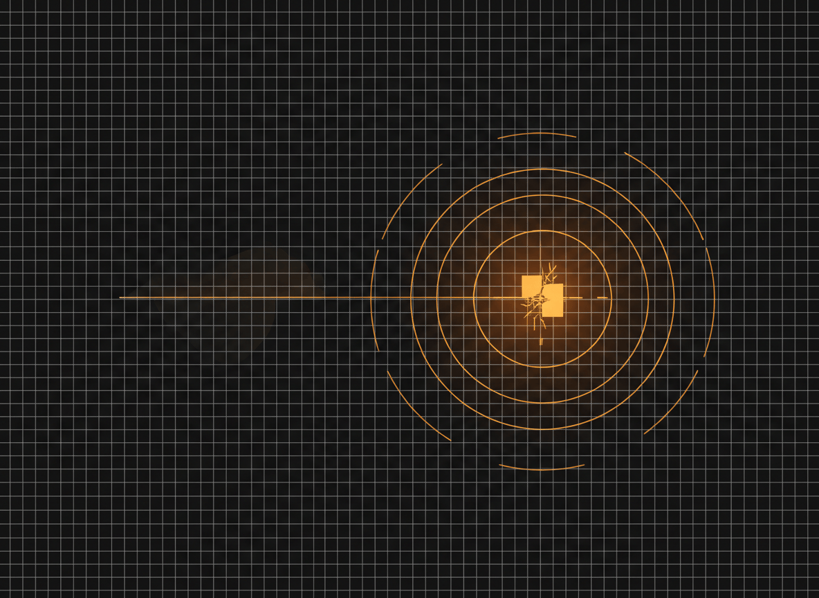 Abstract illustration of a monitoring sweep detecting a single anomalous point in an otherwise uniform grid