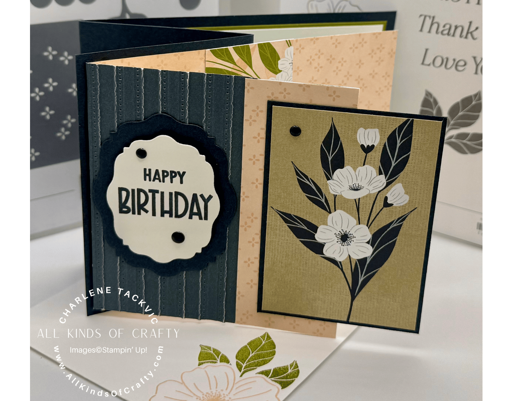 Stampin’ Up! Lovely Blossoms Happy Birthday Fun Fold Card for the Inkin’ Krew Blog Hop