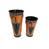 Rustic Metal Umbrella Stand Set, Engraved, Brown