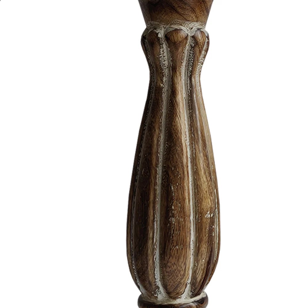 Taki Rustic Wooden Pillar Candle Holders Set of 3 - Distressed Brown - Handcrafted Wood & Iron - Tapered Design - Home Decor