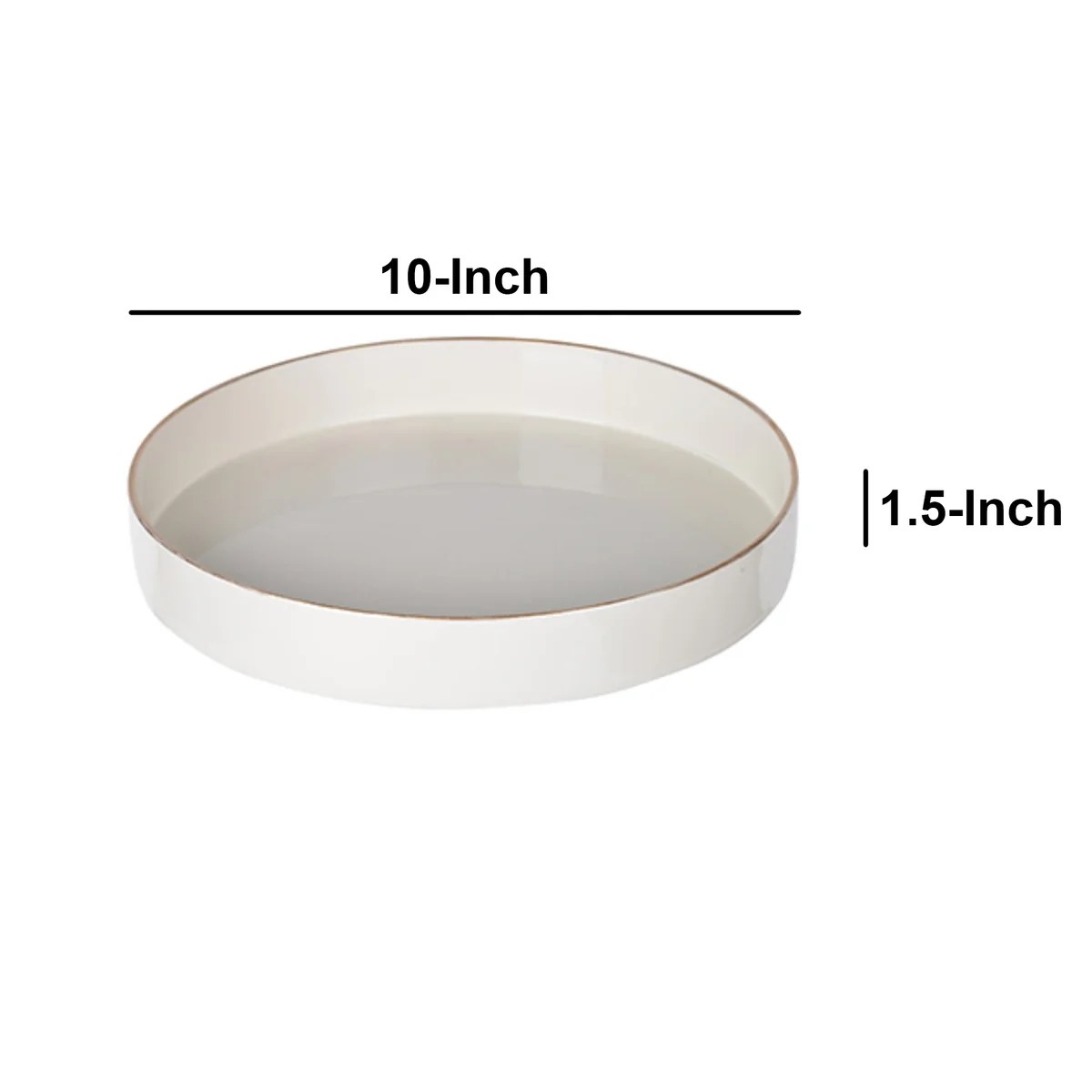 Glossy White Round Plastic Serving Tray with Gold Accents - 10" - Minimalist Home Decor Organizer