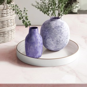Glossy White Round Plastic Serving Tray with Gold Accents - 10" - Minimalist Home Decor Organizer