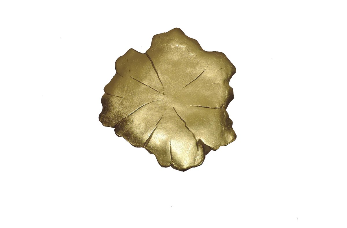 Gold Magnesium Tree Trunk Stool - Rustic Metal Accent Stool for Living Room, Kitchen & Dining - 20"H x 13"W x 13.5"L