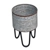 Galvanized Metal Planter Tub Set of 3 - Gray & Black Iron Hairpin Legs - Rustic Farmhouse Decor - Indoor/Outdoor