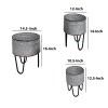 Galvanized Metal Planter Tub Set of 3 - Gray & Black Iron Hairpin Legs - Rustic Farmhouse Decor - Indoor/Outdoor