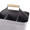 Galvanized Metal Serving Tray with Wooden Handle - 4 Compartment Carry-All Caddy for Kitchen, Patio, Dining - Gray