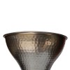 Industrial Hammered Iron Hourglass Stool - Silver Metal Accent Side Table, Footrest