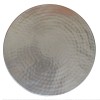 Industrial Hammered Iron Hourglass Stool - Silver Metal Accent Side Table, Footrest