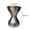 Industrial Hammered Iron Hourglass Stool - Silver Metal Accent Side Table, Footrest